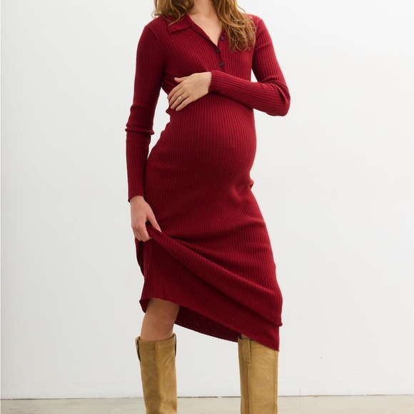 Hatch Dresses & Skirts - Hatch The Averie Polo Rib Sweater Dress